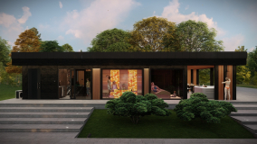 Privát családi wellness és lakóház Naturális stílusban