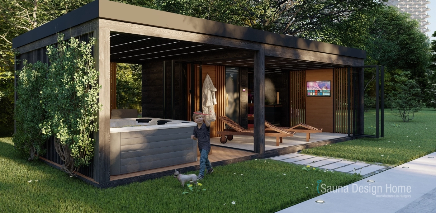 Szaunaház napozó terasszal