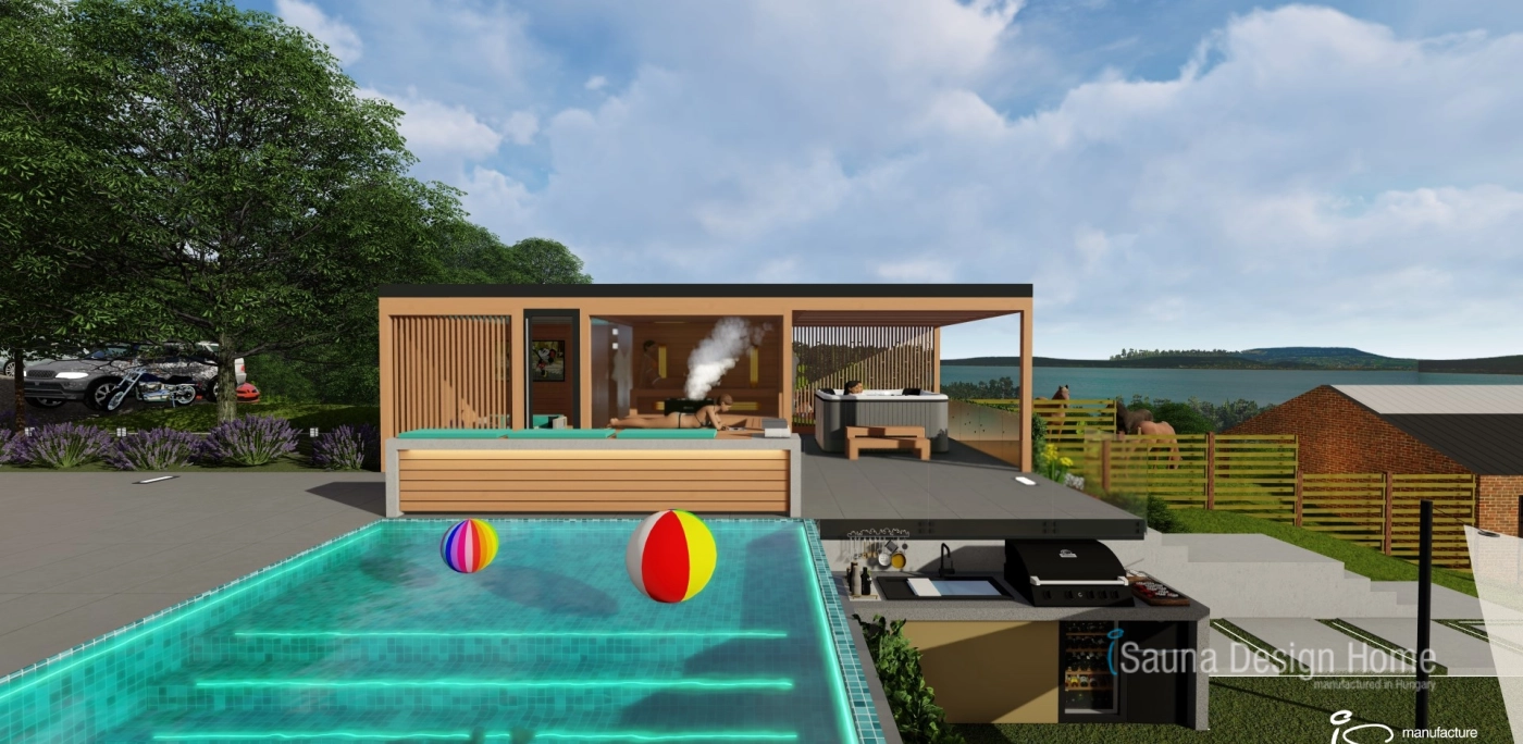 kültéri szaunaház látványkép